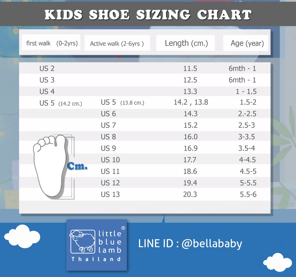 ตารางเทียบไซส์รองเท้า